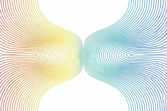 Abstract rainbow gradient wavy lines pattern on white background