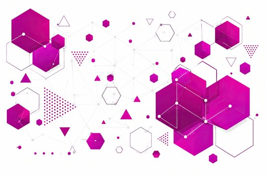 Abstract purple hexagon shapes pattern on a clean white background