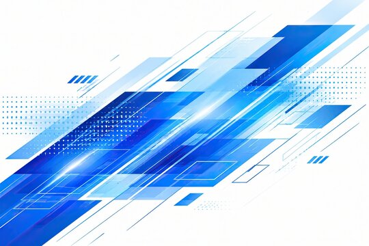 Abstract blue geometric shapes pattern on a clean white background