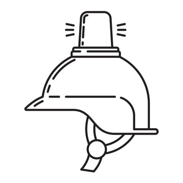 Hard hat with rotating beacon vector line icon for World Day for Safety and Health at Work on April 28.