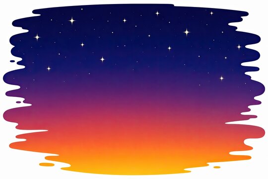 Colorful night sky gradient with glowing stars on white background