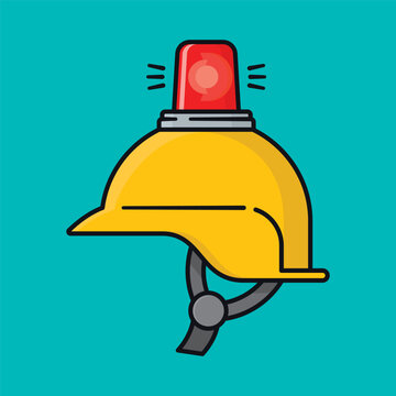 Hard hat with rotating beacon vector illustration for World Day for Safety and Health at Work on April 28.