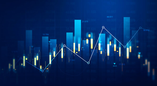 Finance chart,stock market business and exchange financial growth graph. Stock market investment trading graph growth.	
