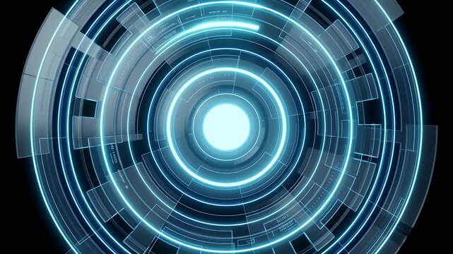 Abstract futuristic technology background with glowing circular patterns.