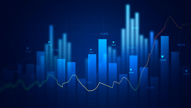 Stock market graph chart showing business growth, rising trends, financial performance, investment progress, profit increase, and market success indicators.Investment finance chart growth graph.	
