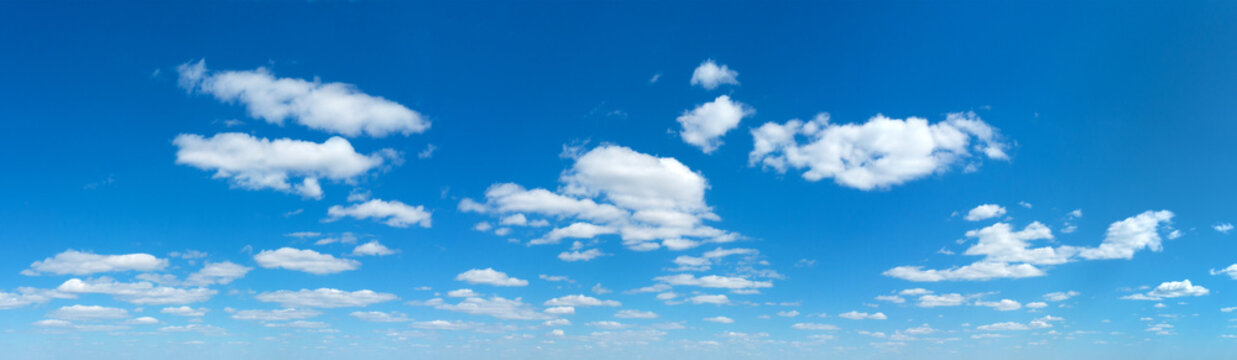 Panorama Blue sky and white clouds. Bfluffy cloud in the blue sky background