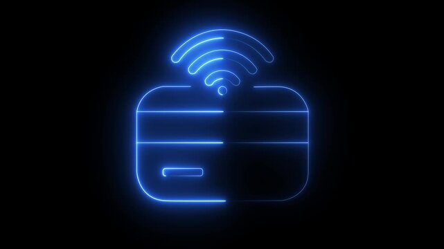 Glowing neon Wireless Wi-Fi Router and Internet Network Connection Neon Technology Icon on black background.