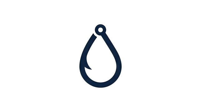 Minimal navy blue hook droplet shape logo.