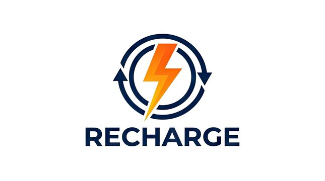 Recharge logo with lightning bolt circle icon
