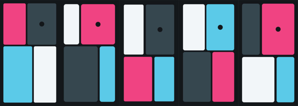 Abstract geometric composition with vibrant colored rectangles and dots