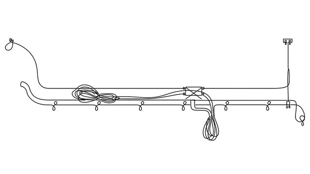 Black and white line art of old telephone white background.