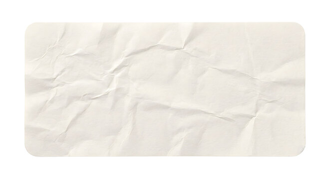 Blank white crumpled paper sticker with smooth rounded corners