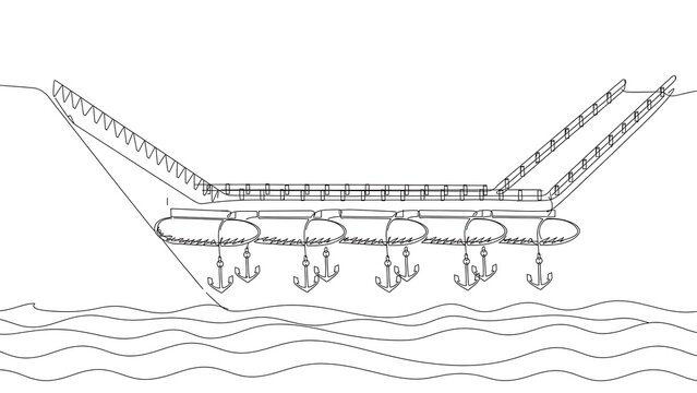 Ancient warship illustration on white background.