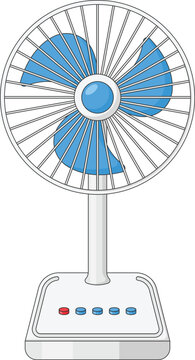 Electric Fan Vector Illustration. Desk Fan Design Element Isolated on White Background