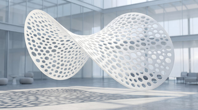 Twisted perforated hyperbolic paraboloid surface sculpture