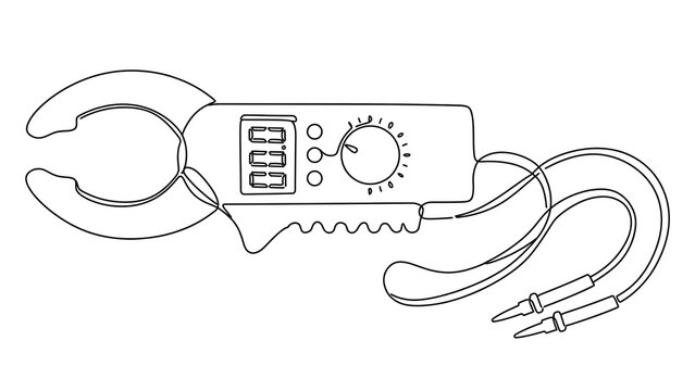 Electric clamp meter on white background.