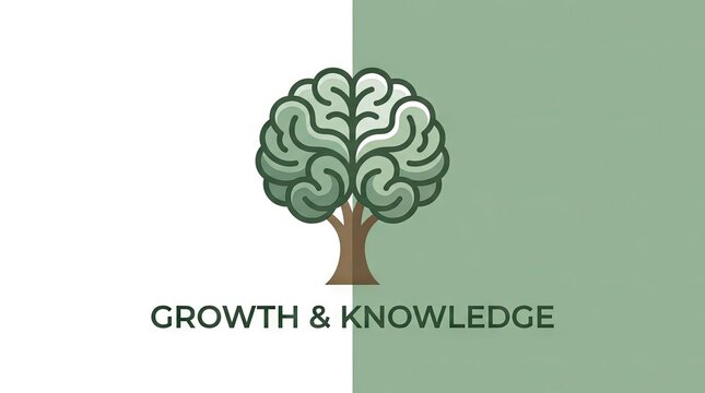 Brain tree growth and knowledge concept logo.