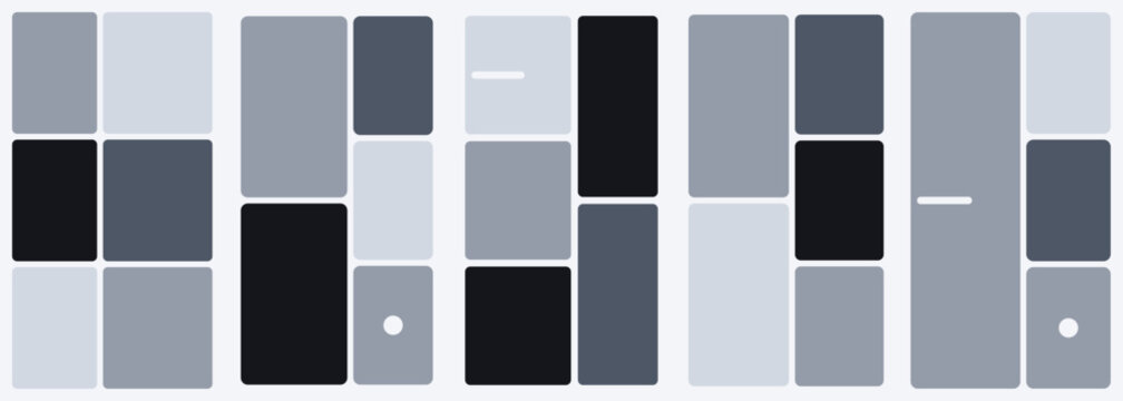 Abstract geometric composition with monochromatic rectangular grid elements