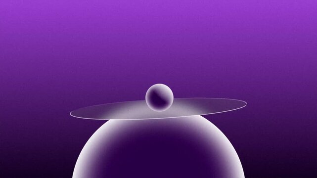 Mystical Purple Planet With Glowing Ring Animation
