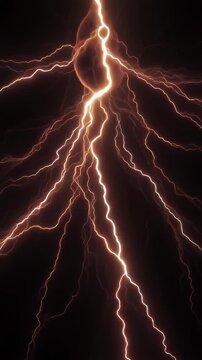 animation of bright red lightning bolts tearing across a stormy night sky. Thick bla