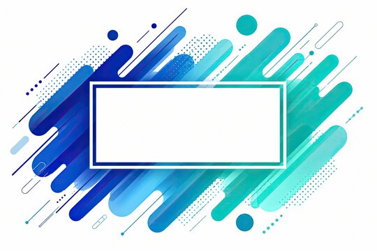 Blue and teal abstract brush strokes with a rectangular text frame