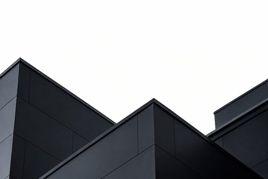 Abstract dark building shapes on a bright white background
