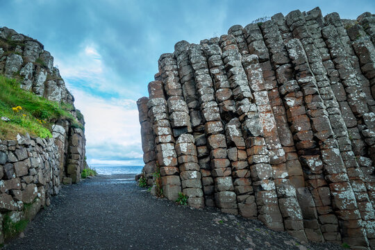 Basalt columns at the famous Giant's Causeway, County Antrim, Northern Ireland, UK