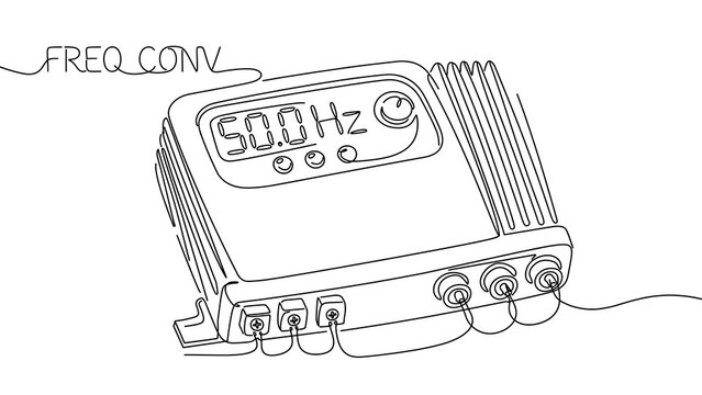 Hand drawn frequency converter device white background.