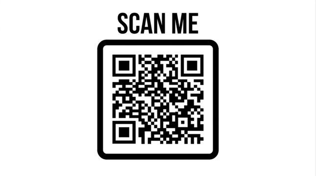 Digital QR code with scan me text for mobile phone data access