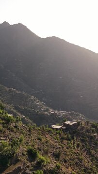 Stunning aerial view flying over the rugged. Mountainous landscape of taiz. Yemen. In taiz yemen