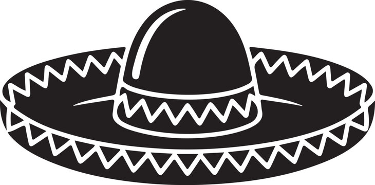Black silhouette of a traditional sombrero hat flat icon design