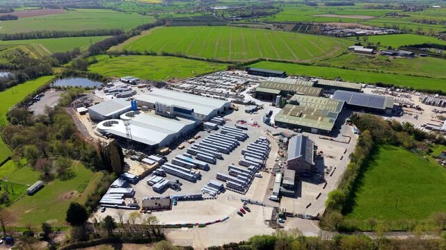 Aerial View of Precast Concrete Block Manufacturing Plant and Curing Yards