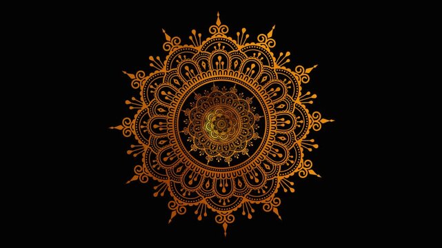  Elegant golden mandala ornament on a clean white background 4K Animation