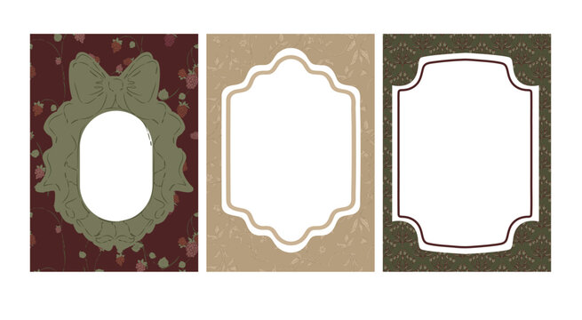 Vintage Botanical Frames with Fruit and Floral Patterns