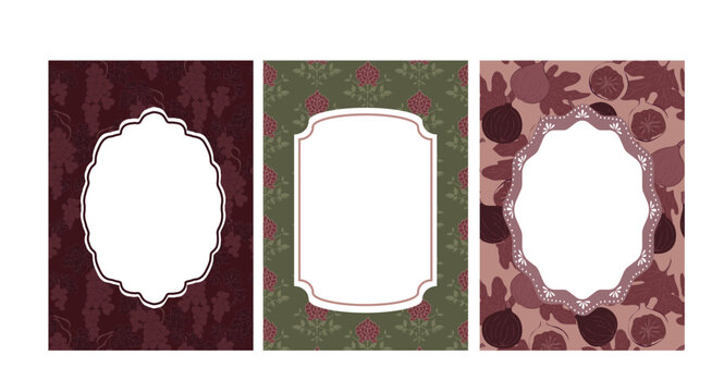 Vintage Fruit Pattern Frames with Blank Copy Space