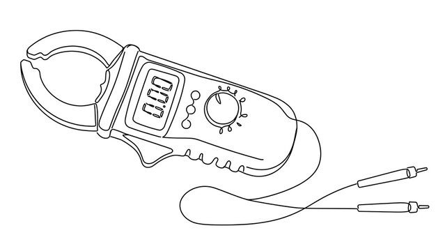 Digital clamp meter on white background.