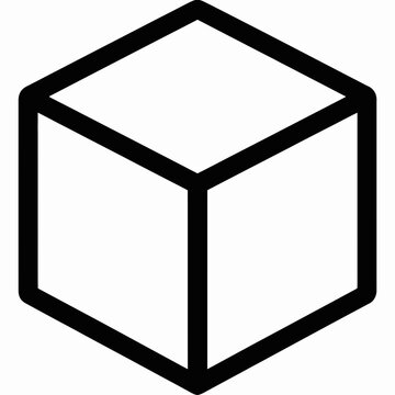 Simple black outline cube icon