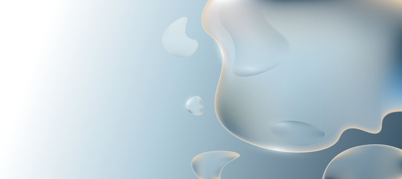 Abstract Liquid Metallic Background with Shiny Organic Fluid Shapes