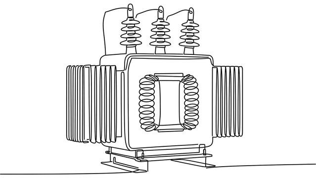Electrical transformer illustration on white background.