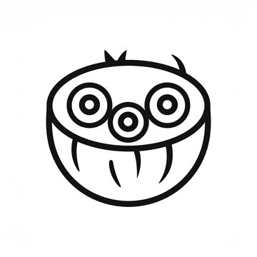 Cute Cartoon Monster Face with Big Eyes and Sharp Teeth.