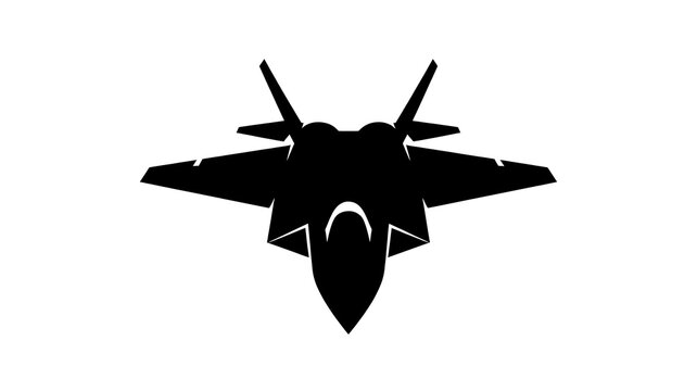 Black silhouette of a modern fighter jet plane