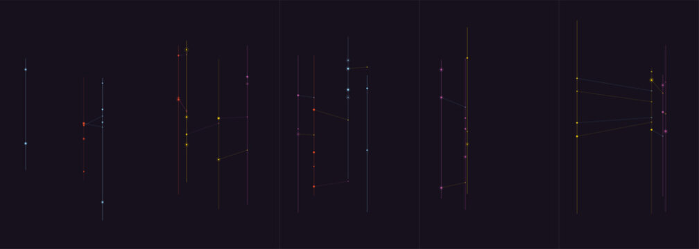 Abstract data visualization showing vertical lines with connected glowing nodes