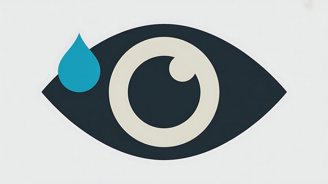 Crying eye icon with a blue tear drop symbol