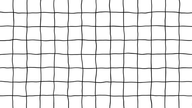 手描き風ラフな粗いグリッド変形アニメーション背景 白黒 モノクロ 横長 16:9