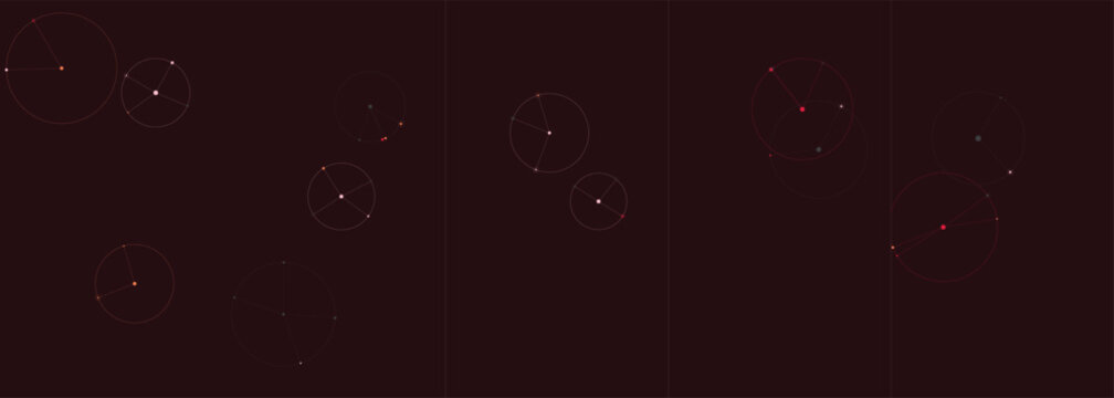 Abstract dark background with thin geometric circles and glowing red dots