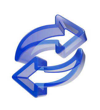 Glossy blue rotating arrows symbolizing continuous exchange