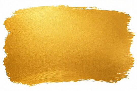 A shiny gold paint brush stroke texture isolated on a white background