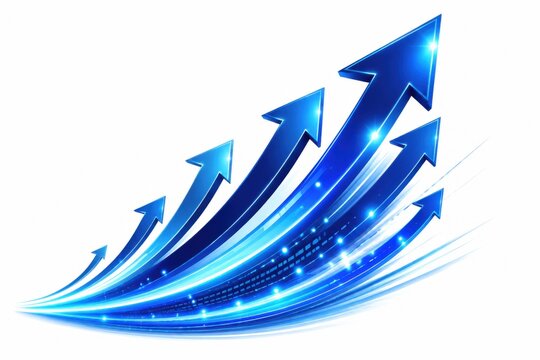 Shiny blue arrows pointing up for business growth and success concept