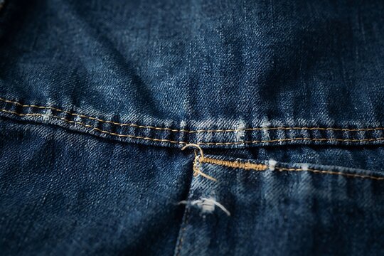 Dark Blue Denim Jeans Back Pocket Seam Detail