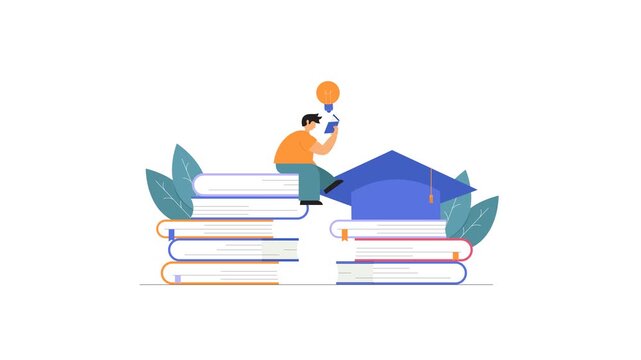 literacy illustration with people and books find ideas for presentation element design 